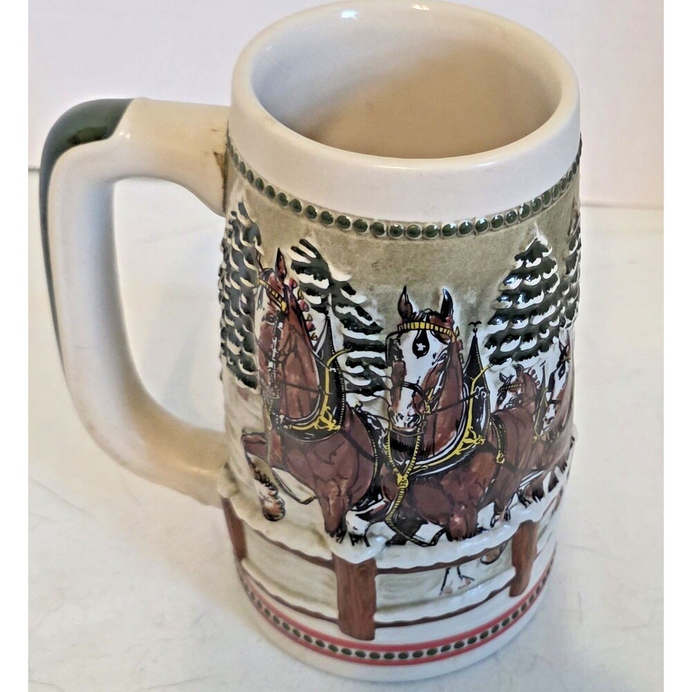 1984 Limited Edition Budweiser Clydesdales Holiday Beer Stein Mug